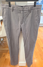 Hugo Boss Men's Kaito Slim Fit Solid Gray Flat Front Chino Dress Pants 36R