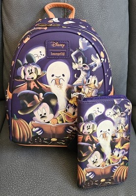 Loungefly Disney Mini Backpack & Wallet Mickey, Minnie, Donald, Daisy Halloween
