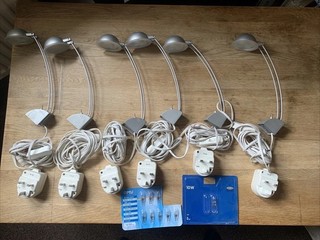 6x IKEA Silver Gruva Wall Lamp/Picture Light Billy Oxberg Kallax UK Plugs Bulbs
