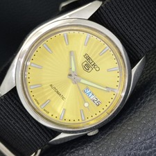SEIKO 5 AUTOMATIC 7S26A JAPAN MENS VINTAGE GOLDEN COLOR DIAL WATCH a701577-1