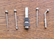 Vintage L. S. Starrett No. 828 "Wiggler" Center Finder w/(4) Attachments   