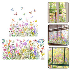 Colorful Floral Bouquet Window Flower Window Clings Reusable Removable Double