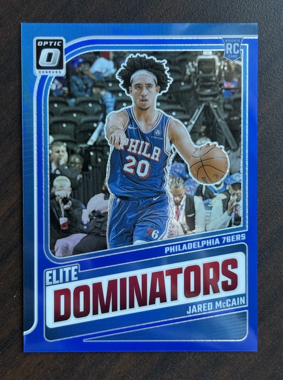 2024-25 Donruss Optic Jared McCain Elite Dominators True Blue Prizm /49 #17 RC