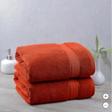 Welspun Purely Indulgent Towel Set Orange 2-Piece Egyptian Cotton 640 GSM