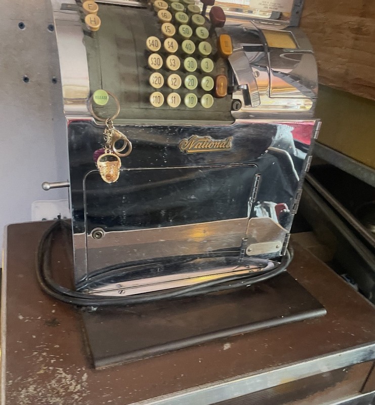 National Vintage Antique Adding Machine Cash Register Chrome Key Button