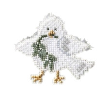 Downey Dove Winter Holiday Cross Stitch Magnet Ornament Kit Mill Hill Beads