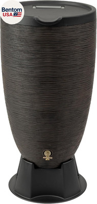 50-Gallon Newport Rain Barrel with Stand and Removable Lid, Bronze Color