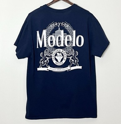 Modelo Beer T-Shirt Men s Large Navy Blue Logo Cerveza Novelty