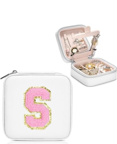 Initial S Travel Jewelry Box Case Organizer, Teen Girls Gifts, Small