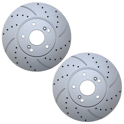 Bison Performance Pair Set Front Coat Drilled 300mm Brake Rotors for Acura Honda