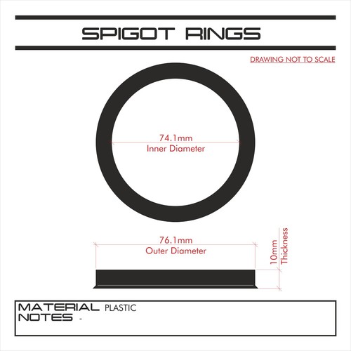 4 x Spigot Rings 76.1- 74.1mm - Picture 2 of 2