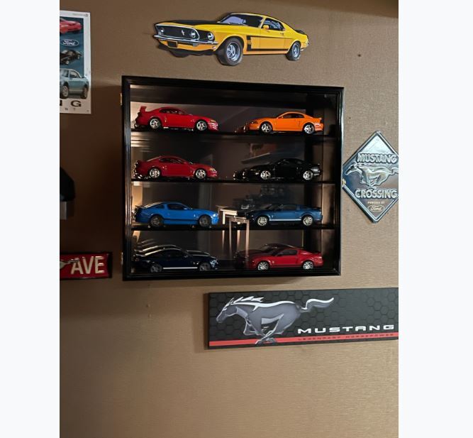 ​1/18 Scale Diecast Car Display Case Cabinet Box Wood Memorabilia Cars Mirror