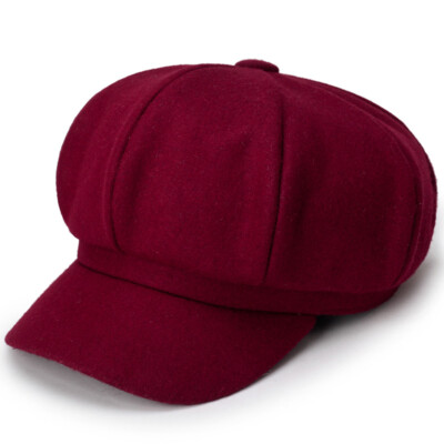 Women's Wool Blend Newsboy Beret Cap Adjustable Fall Winter Warm Baker Boy Hat