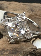 Art Deco Vintage 3.28 CT White CZ Women's Engagement Ring 925 Sterling Silver
