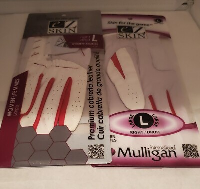 Women's Golf Glove - Large Right,Ez Skin, 2 Red  & 2 Green, New LOT