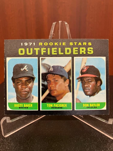 1971 Topps Rookie Stars Outfielders #709, EX, Baker/Baylor/Paciorek, CENTERED
