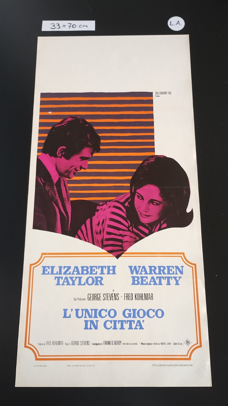Locandina originale film L'unico gioco in città (1970) - Regia di George Stevens