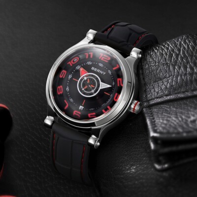 BERNY Men's Mechanical Unique Watch Miyota Auto Enthusiast Tire Tread 5 Bar