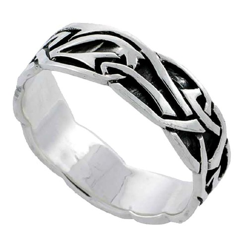Bague En Argent Sterling Vintage - Nœud Celtique Entrelacé, Taille 7, Largeur 6mm