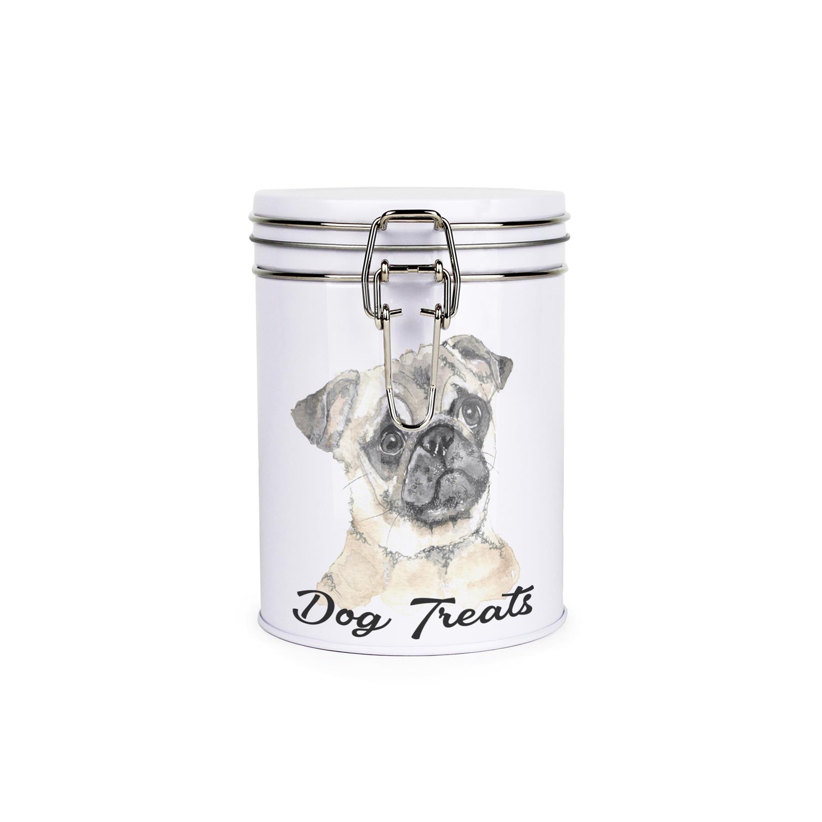 Pug Dog Treats Canister - Novelty Dog Themed Storage Gift Tin