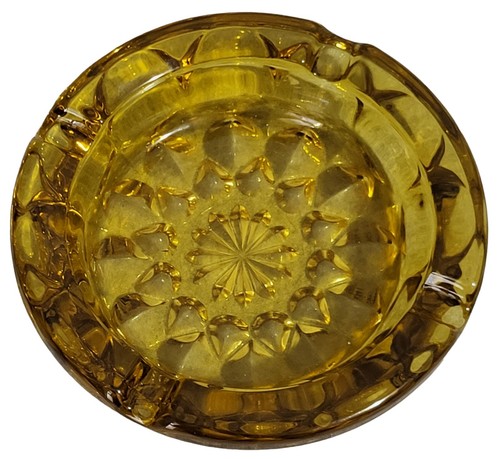 Vintage Anchor Hocking 6" Ashtray Amber Glass Fairfield Starburst MCM Retro 70's - Picture 4 of 11