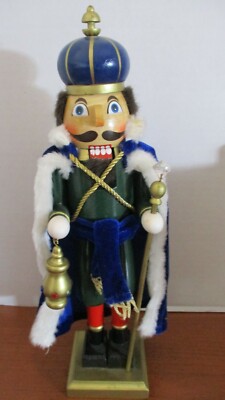 15'' Wood WISEMAN / PRINCE / KING NUTCRACKER~Blue & Green