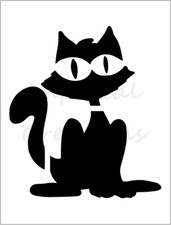 Salem Witch Cat Stencil Halloween Pumpkin Carving 8.5" x 11" Reusable Sheet S771