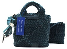New Parker & Hyde Spandex/nylon Blend Woven Small Tote Crossbody Satchel Dk Teal