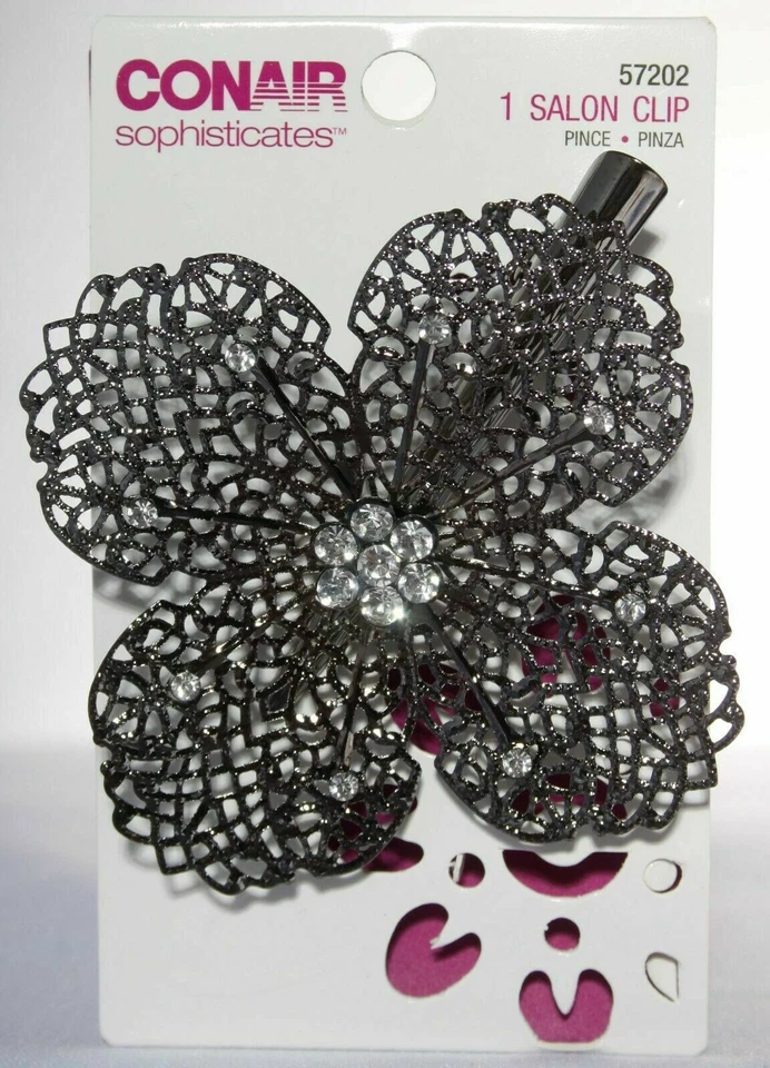 3 Conair Sophisticates Modern Glam Salon Clips Flower Silver/Rose Gold/Pewter - Image 2 of 4