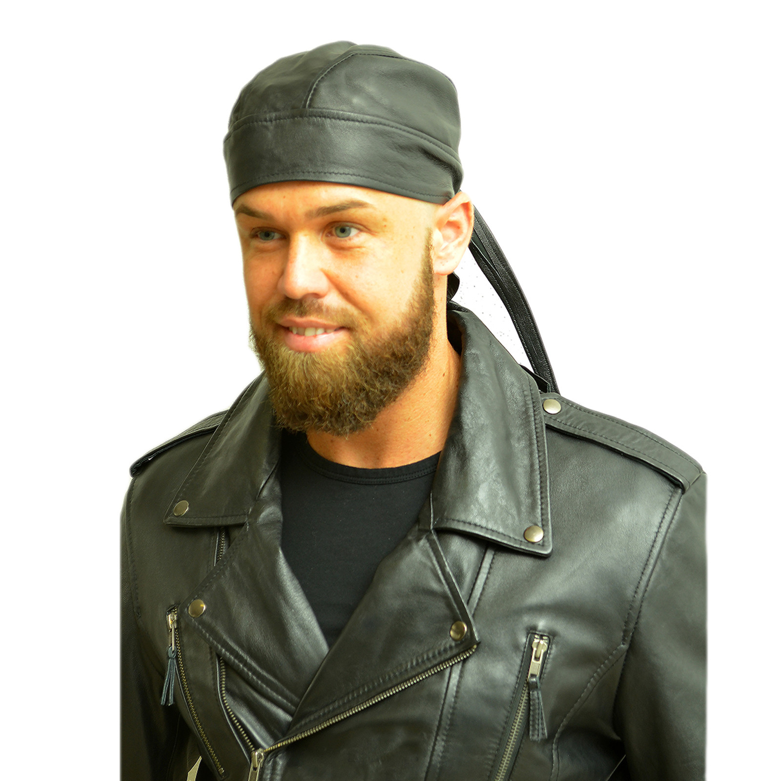 Buy Men LEATHER SKULL CAP BANDANA 