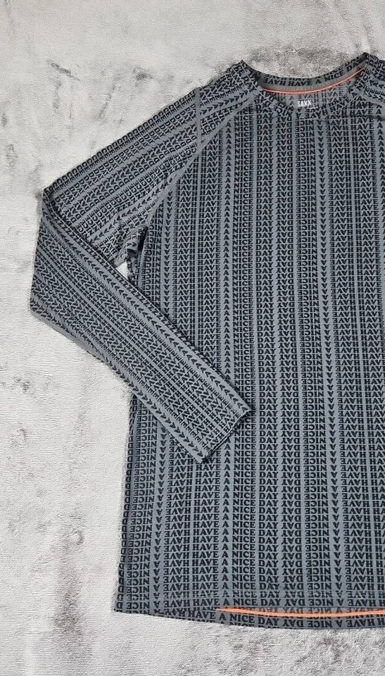 Camisa masculina Saxx Viewfinder Crew grande mistura merino camada base cinza manga longa  - Imagem 3 de 4