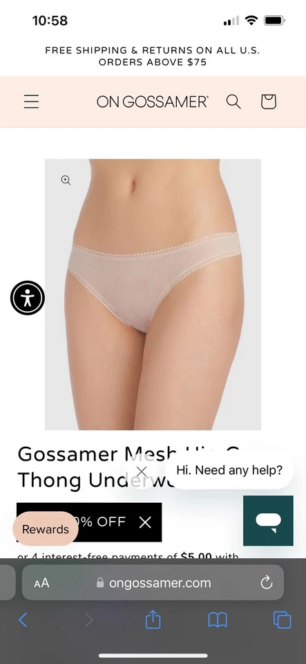 Paquete de 3 calzoncillos de malla Gossamer corte de bikini ropa interior para mujer talla grande 3X natural Foto 3 de 3