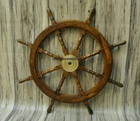 36 Inch Wooden Ship Steering Wheel Pirate Décor Wooden Brass Finishing Wall Boat