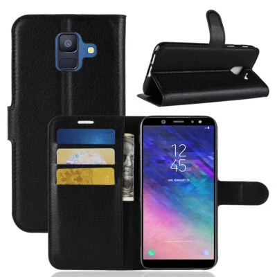 Étui Pour Samsung Galaxy A6 2018 Housse Couverture Portefeuille - Photo 1/4
