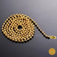 Stainless Steel Ball Chain 18K Gold 7-38" Plated Men Women Bracelet Necklace
