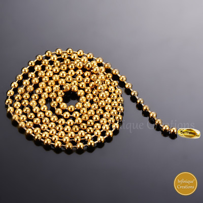 Stainless Steel Ball Chain 18K Gold 7-38'' Plated Men Women Bracelet Necklace