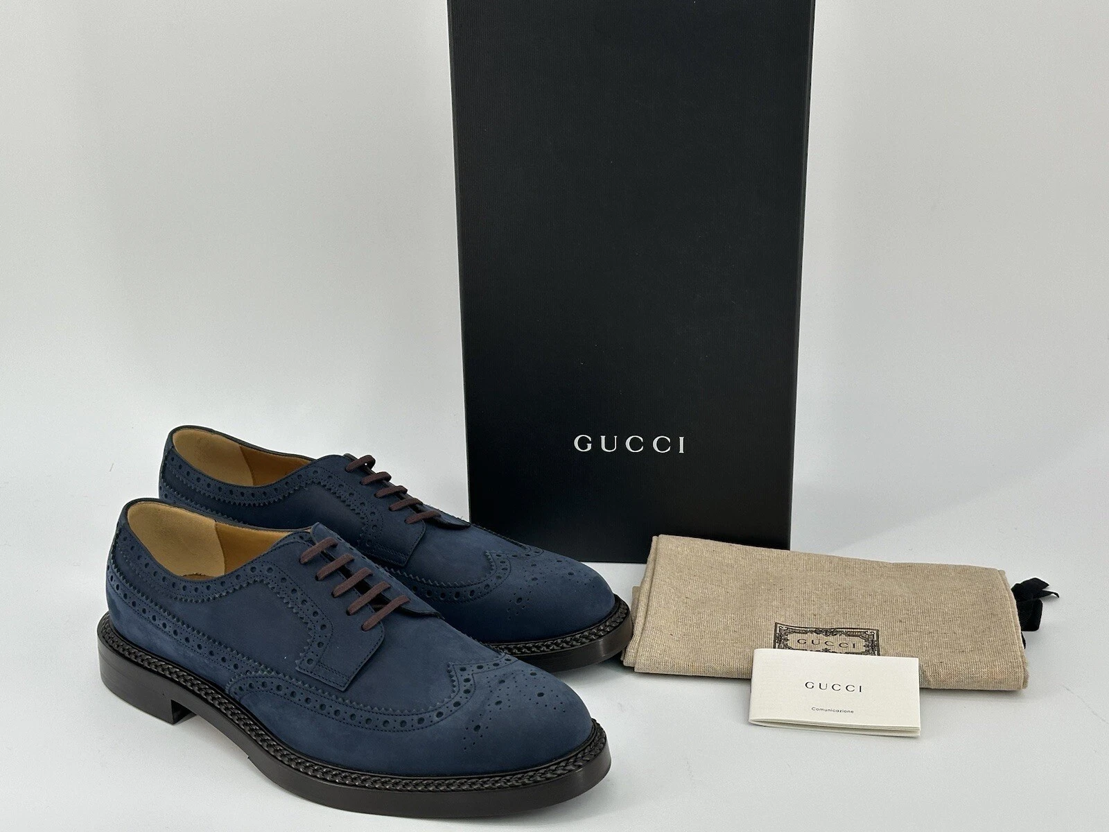 Neuf Original GUCCI Hommes Lacils Chaussures Lace Up 669830 Taille UK 12/EU 46/Us 13