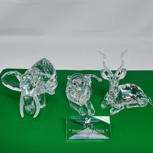 Swarovski SCS Inspiration Africa Set Elephant Kudu Lion 1993-1995 Display Plaque - Picture 3 of 18