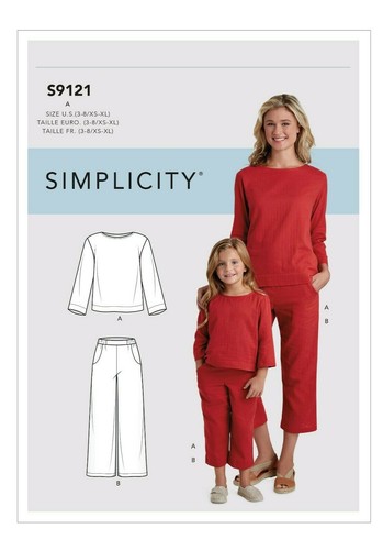 SIMPLICITY 9121 MISSES CHILD'S TOP TROUSERS Sewing Pattern SIZES XS-XL Age 3-8