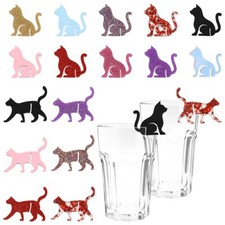 32pcs Acrylic Wine Glass Charms Cat Shape for Bottle Wine Glass Bar Dining Decor