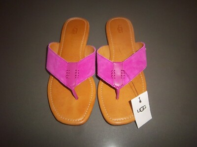 WOMENS SIZE 10 UGG TUOLUMNE PINK SUEDE LEATHER FLIP-FLOP SANDALS NWOB 