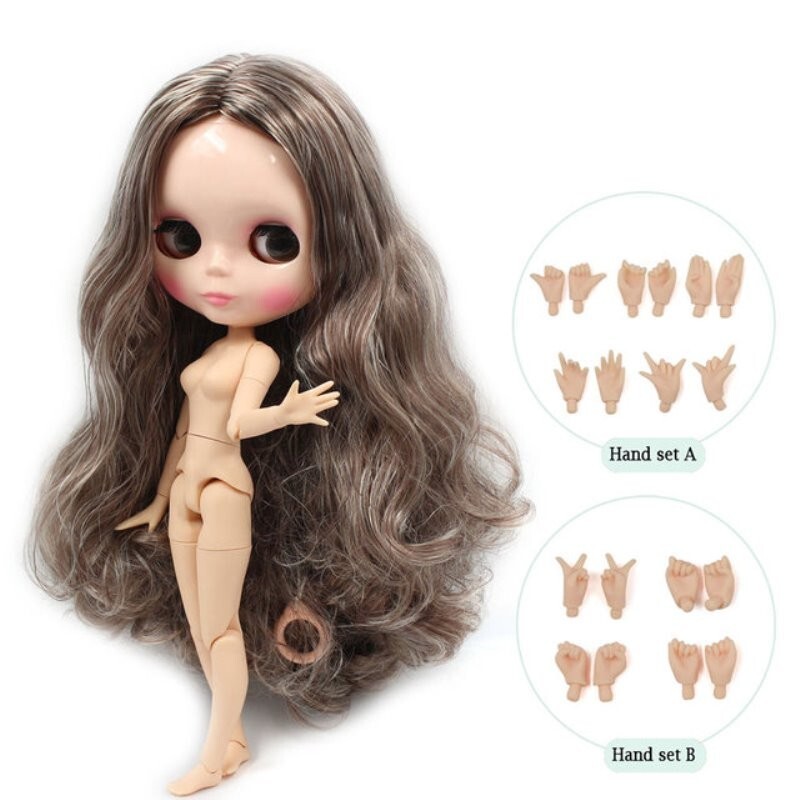 Blythe Doll Joint Body Wavy Hair Shiny Face Collectible Toys 4 Color Eyes Puppet