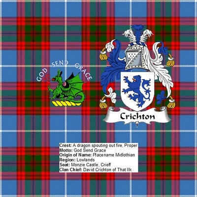 Scottish Clan Crest Crichton Rock Slate 14cm x 14cm Top Qualität Schiefer