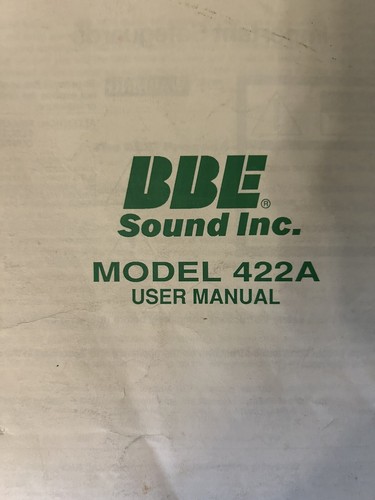 BBE SOUND MODEL 422A USER MANUAL - Picture 2 of 4