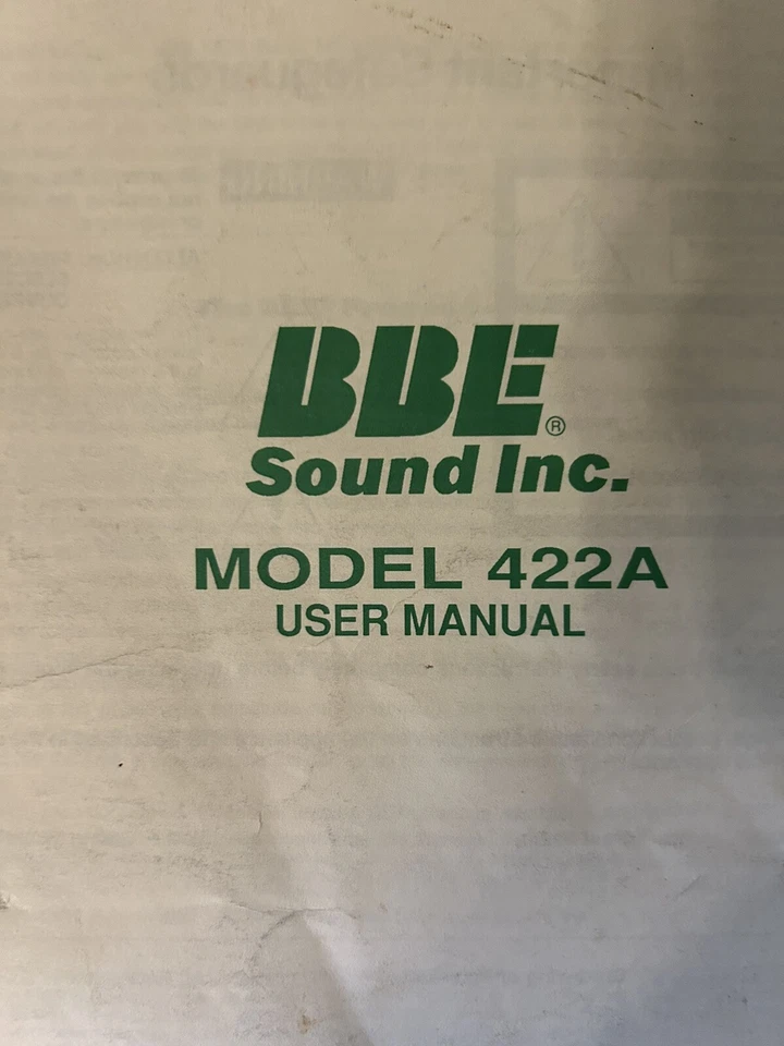 BBE SOUND MODEL 422A USER MANUAL - Image 2 of 4