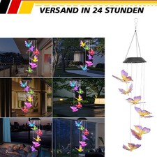 Schmetterling Solar Windspiel für Draußen LED Farbwechsel Solarbetriebene Garte.