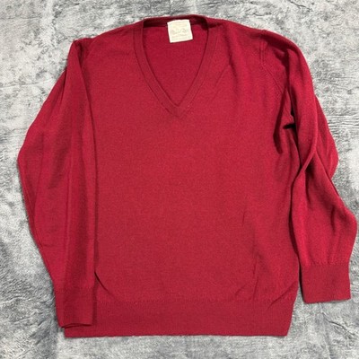 Edinburgh Woollen Mill Lambswool Sweater Mens XL Burgundy V-Neck Made in UK