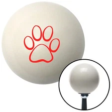 Red Paw Print Outline Ivory Shift Knob w/ M16x1.5 Insert Shifter Auto Manual