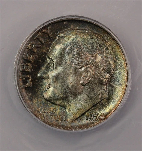 1954 Roosevelt Dime ANACS MS66 Toned