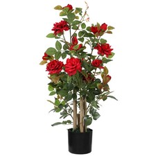 HOMCOM 90cm Artificial Rose Tree with 344 Silk Leaves and 17 Flowers, Red